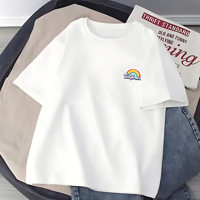 Summer Cotton Wash Women Short T-shirt