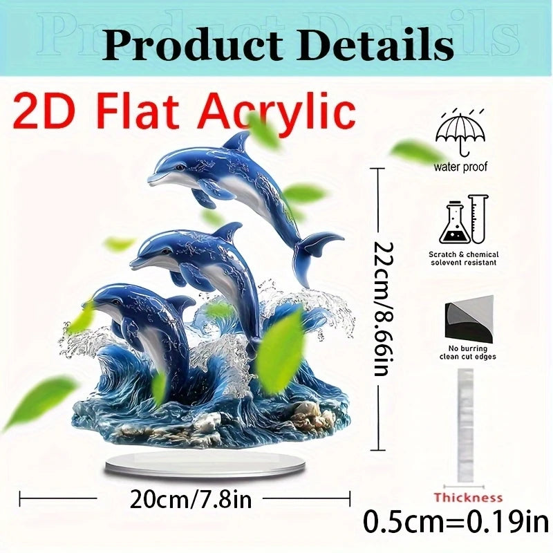 1pc Acrylic Dolphin Duo Wall Plaque, Animal Theme Bedroom Decoration, Indoor Use, Versatile Sign for Office Desk & Living Room,