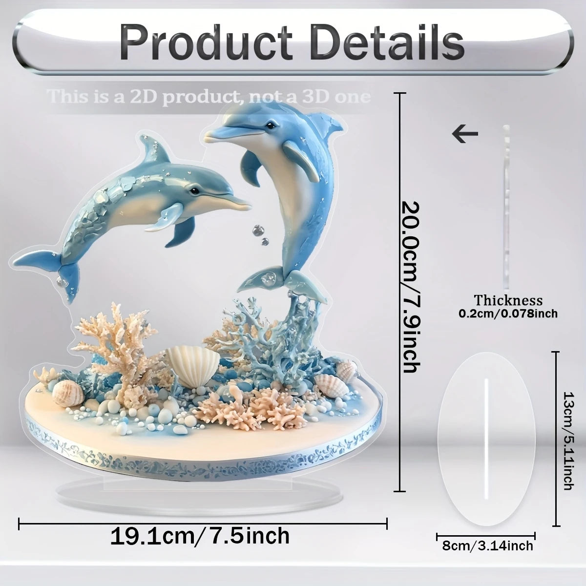 1pc Acrylic Dolphin Duo Wall Plaque, Animal Theme Bedroom Decoration, Indoor Use, Versatile Sign for Office Desk & Living Room,